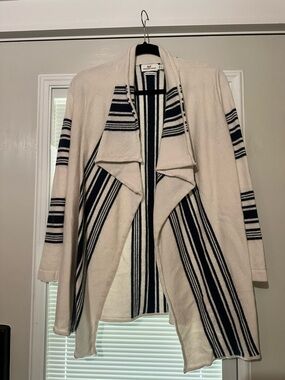 Vineyard Vines Cream and Navy Striped Draped Cardigan